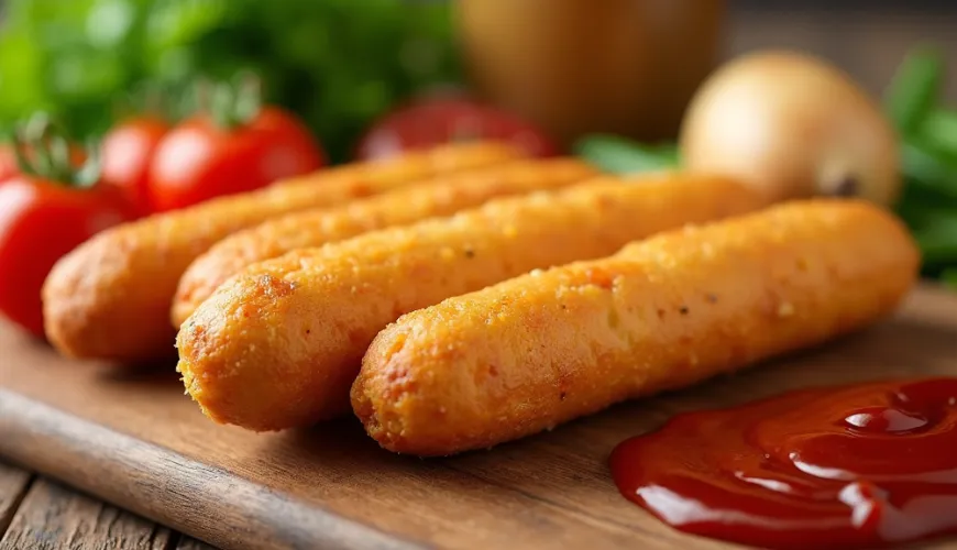El corndog es una comida de moda en la mesa del hogar para celebraciones y picnics.