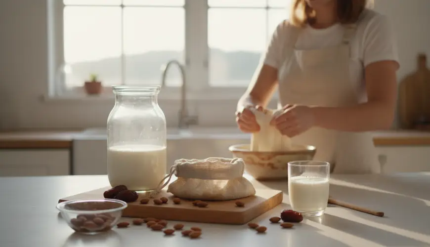 Leche de almendras casera sin desperdicios y con la pulpa