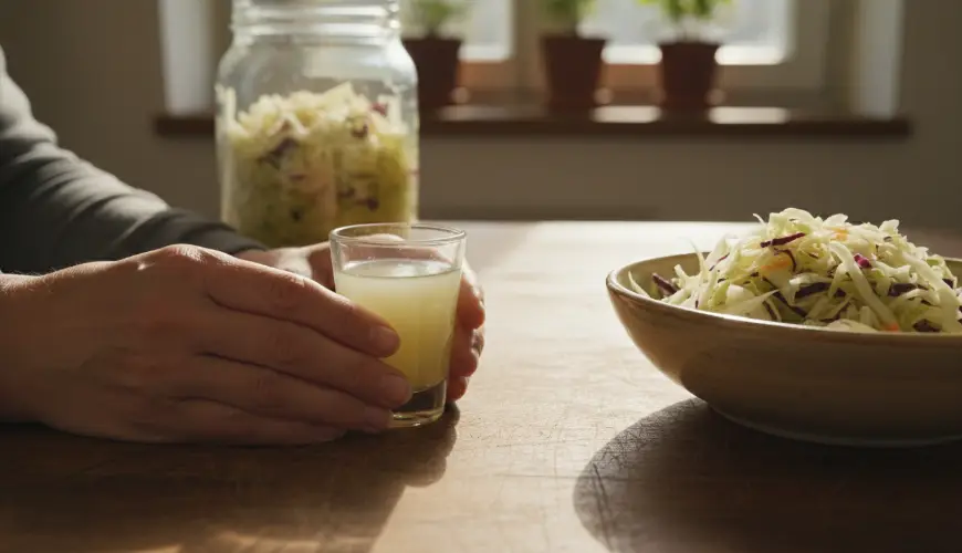 # Shot de probióticos casero con jugo de chucrut para cada día