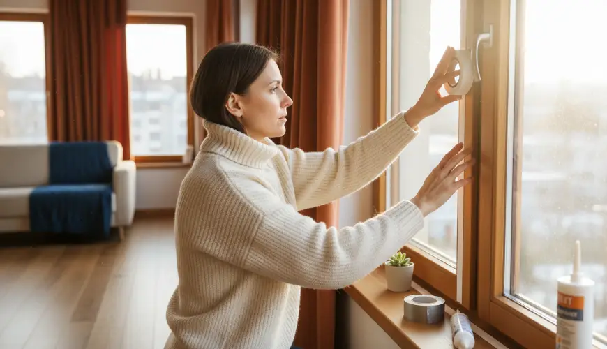 # Preparación eficiente del apartamento para el invierno con sellado y cortinas