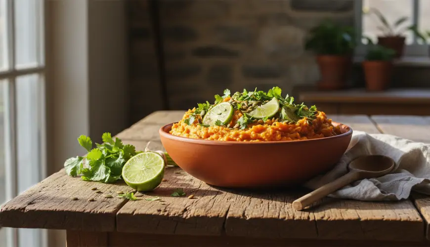 Receta sencilla de boniatos machacados con lima y cilantro