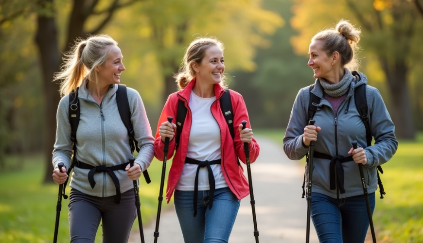 El nordic walking es caminar con bastones, lo que involucra todo el cuerpo y no daña las articulacio
