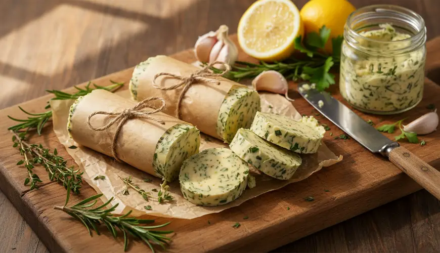 Disfrute de la mantequilla de hierbas casera