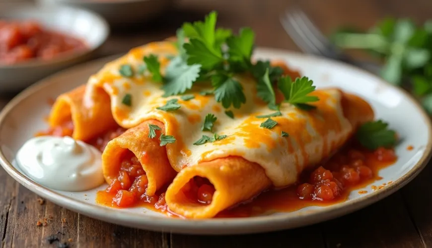 Preparación de enchiladas con salsa casera para un sabor auténtico de México