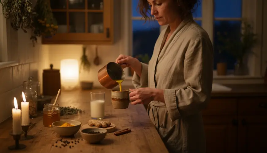# Teplé zlaté mléko s kurkumou a pepřem para un mejor sueño

Leche dorada caliente con cúrcuma y pim