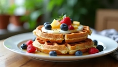 Gofres de cottage como un delicioso desayuno para un comienzo saludable del día