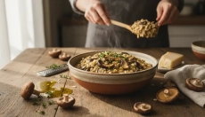 Salado de avena con champiñones como alternativa saludable al risotto