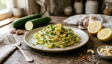 Prueba los fettuccine alfredo de calabacín como una opción más ligera