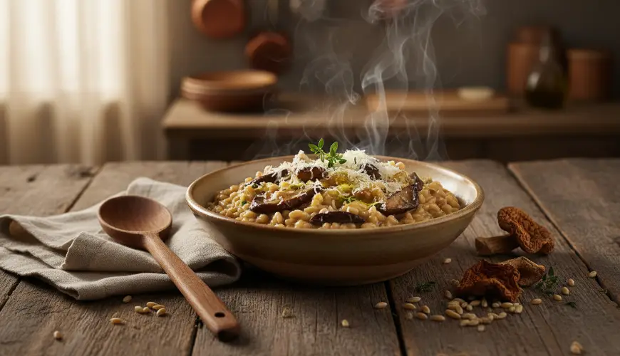 Aromático rizoto de cebada con boletus o risotto de grañones de cebada