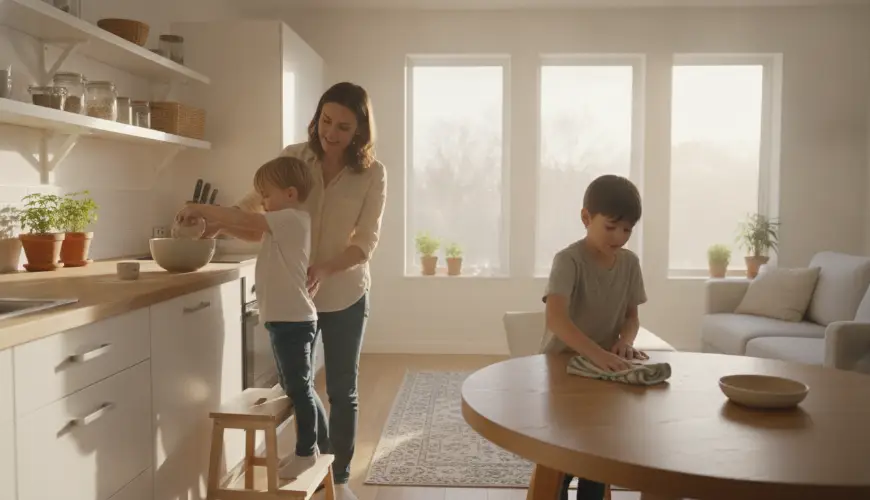 # Zapojení dětí do domácnosti podle jejich věku

→

# Participación de los niños en el hogar según s