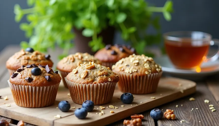 Muffins saludables de avena y plátano para cualquier ocasión